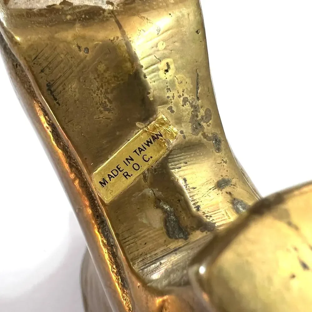 Vintage Brass Victorian Boot Figurine Collectible Decorative Vase Planter MCM